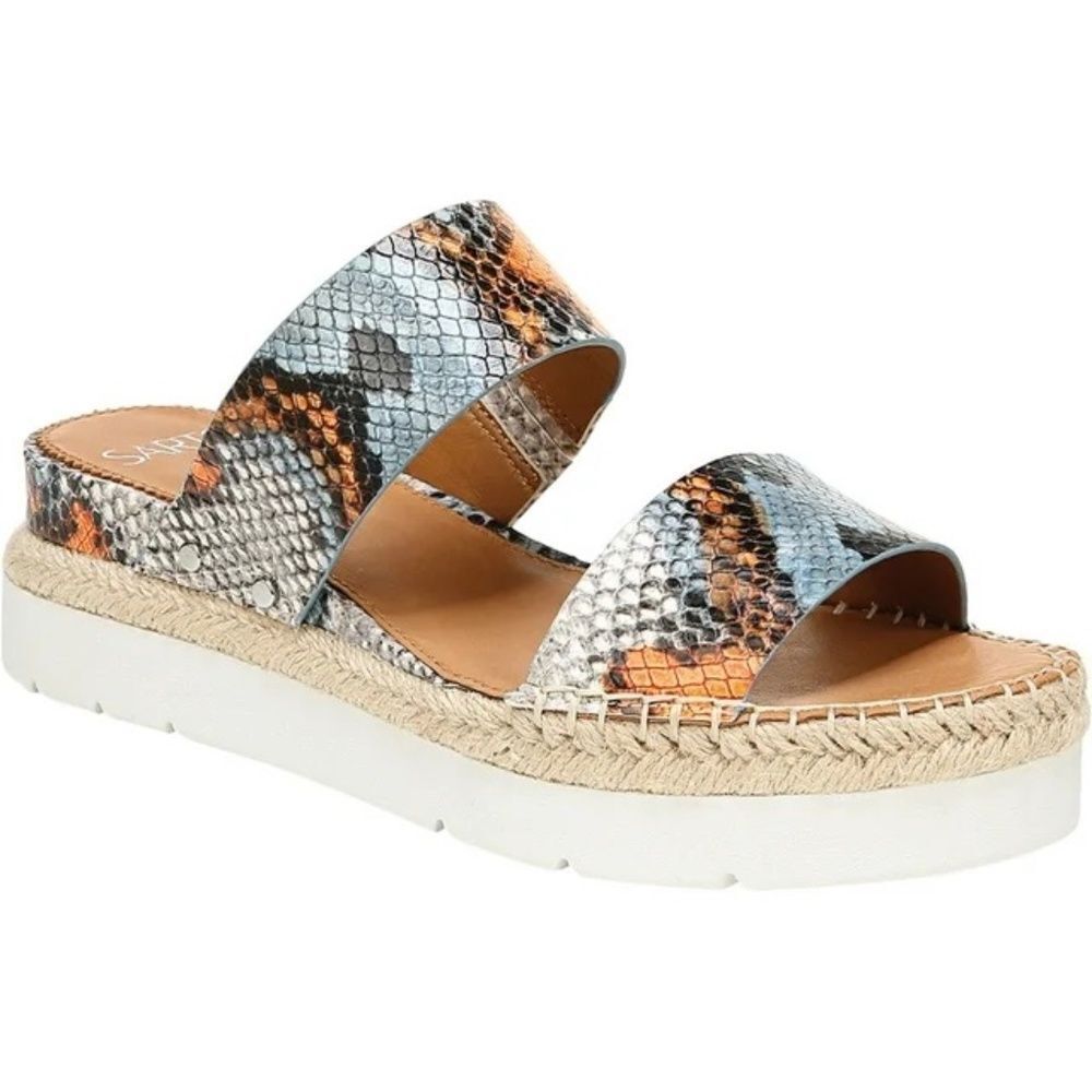 Franco Sarto Cappy Snake Print Platform Slides Sz 9